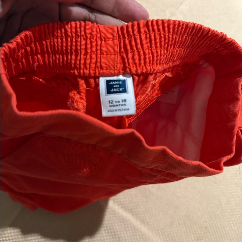 Janie And Jack Orange High Waist Girl Shorts 100% Cotton View 3